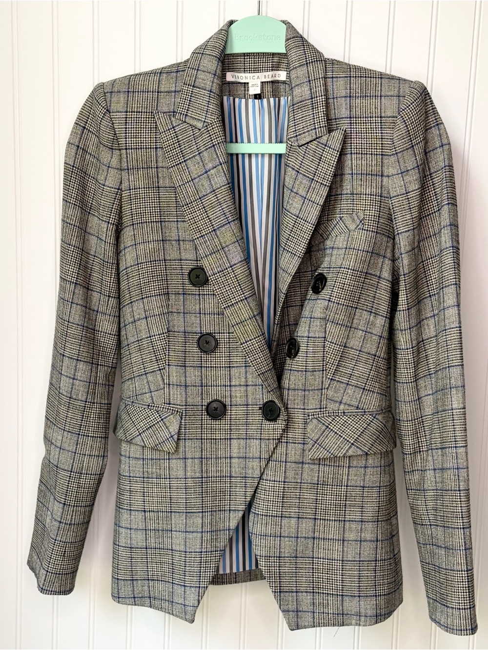 Veronica Beard Miller Dickey Jacket Gray Plaid Size 0